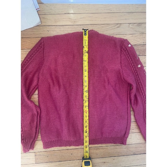 Dark pink floral Embroidered cottage core grandma core cardigan sweater large - Picture 4 of 4